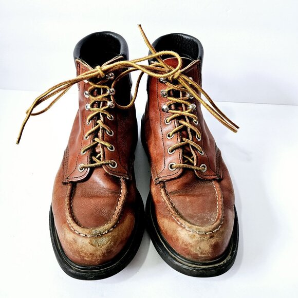 Red Wing Leather SuperSole Moc Toe Ankle Work Boot - Size 8 Vintage Red Wings - Picture 3 of 8
